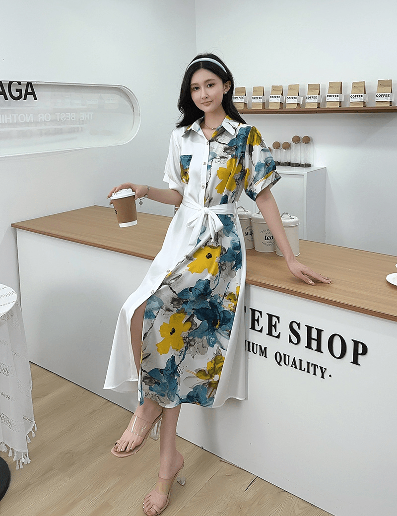 【2025春夏新作】バイカラーフレアシャツワンピース【8色展開】 - select store mirror me【2025春夏新作】バイカラーフレアシャツワンピース【8色展開】select store mirror meselect store mirror meホワイト×フラワー