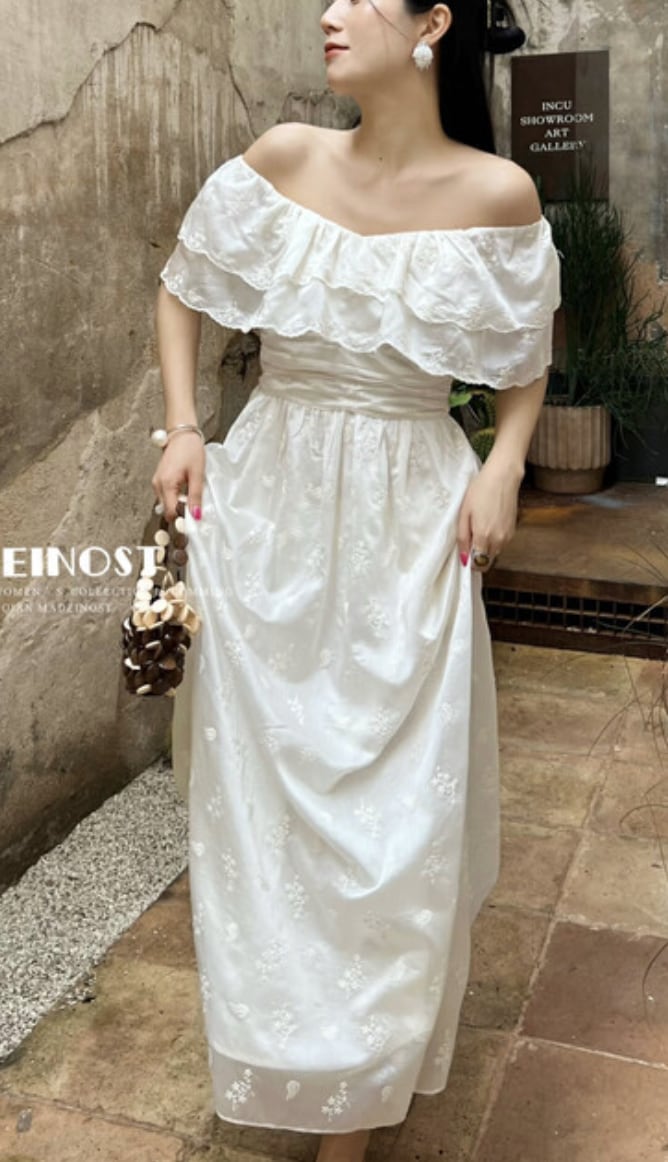 ダブルオフショルダーホワイトマキシワンピース - select store mirror meダブルオフショルダーホワイトマキシワンピース205689164mirror meselect store mirror me205689164S
