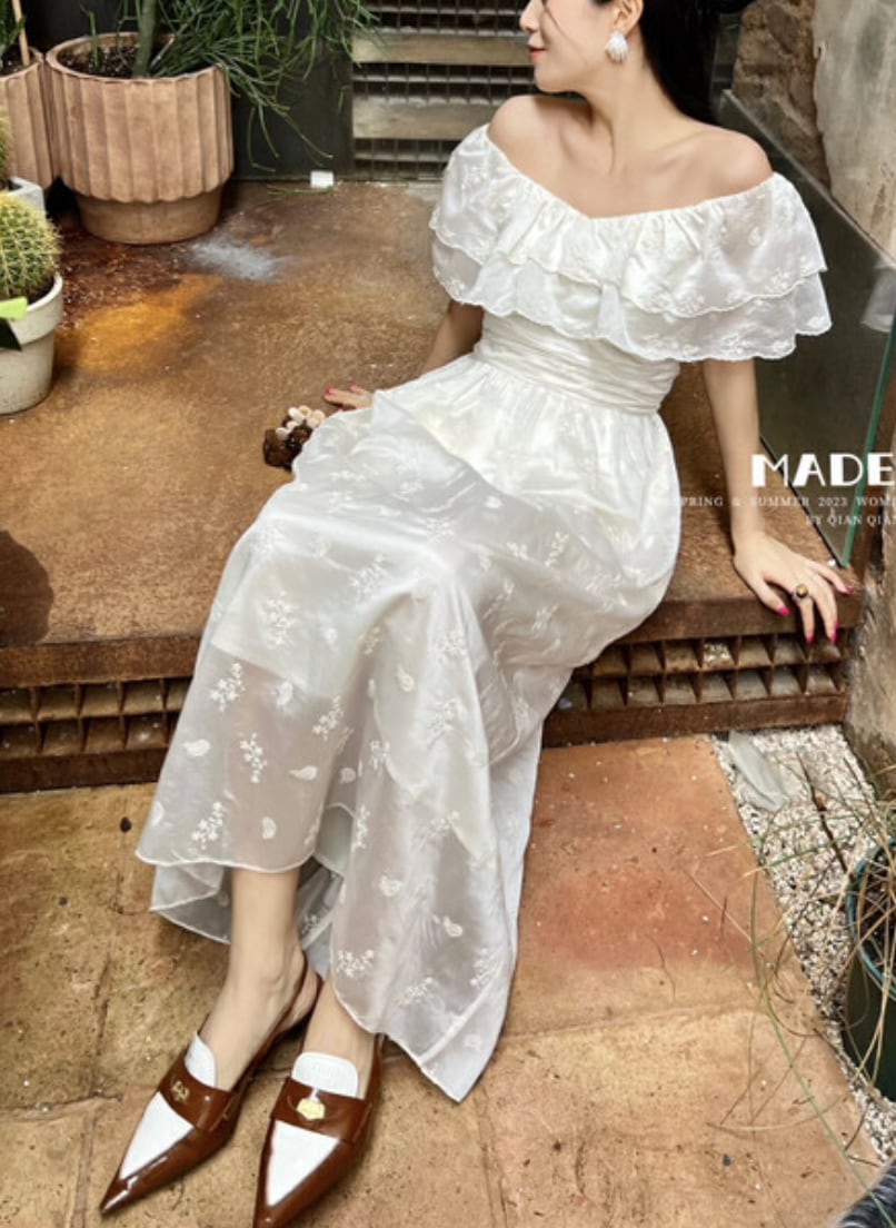 ダブルオフショルダーホワイトマキシワンピース - select store mirror meダブルオフショルダーホワイトマキシワンピース205689164mirror meselect store mirror me205689164S