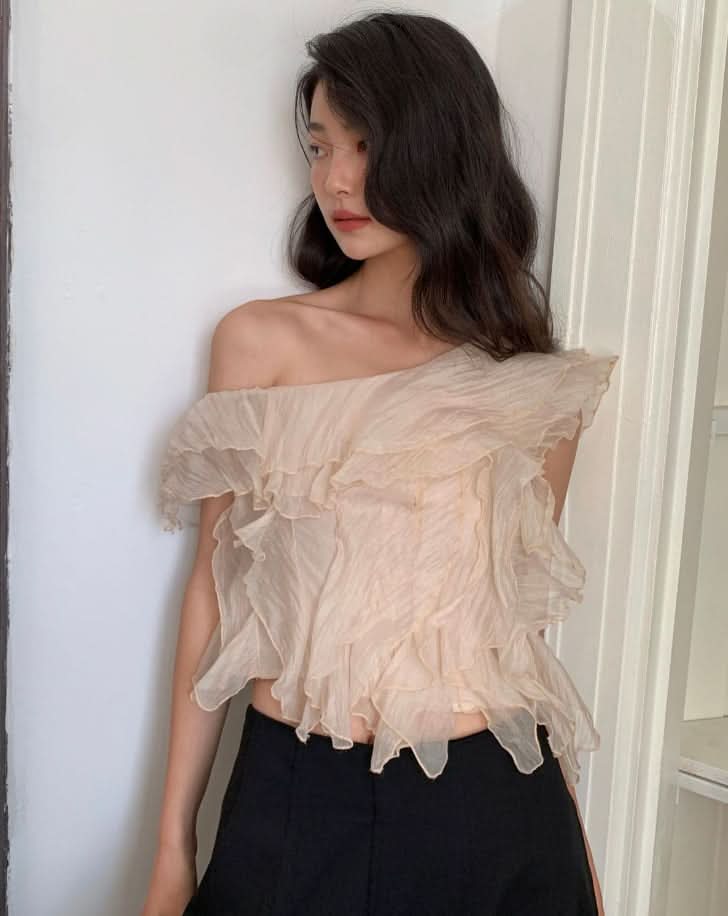 ワンショルダーデザインシックシフォントップス - select store mirror meワンショルダーデザインシックシフォントップス206552753mirror meselect store mirror me206552753S