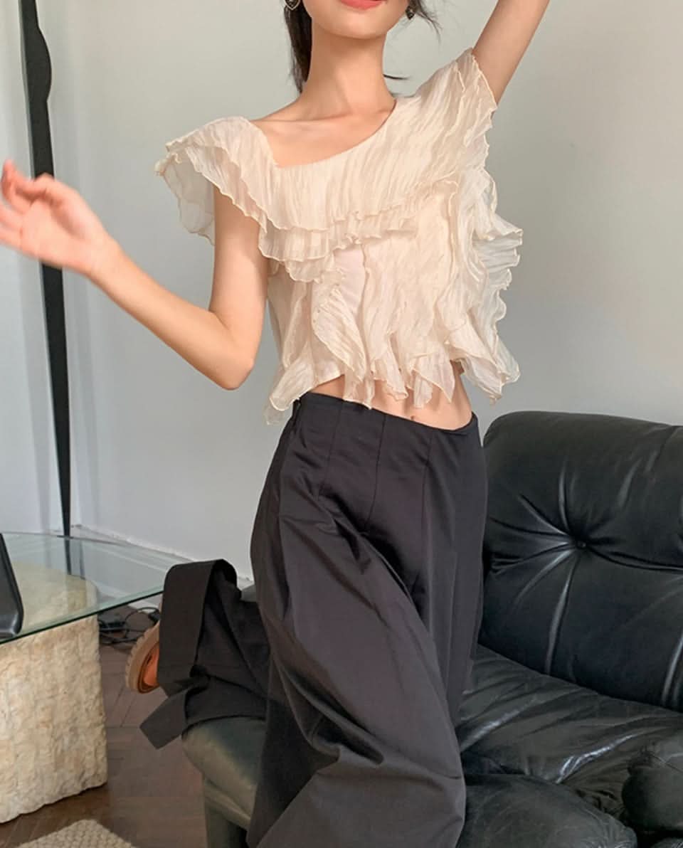 ワンショルダーデザインシックシフォントップス - select store mirror meワンショルダーデザインシックシフォントップス206552753mirror meselect store mirror me206552753S