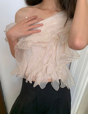 ワンショルダーデザインシックシフォントップス - select store mirror meワンショルダーデザインシックシフォントップス206552753mirror meselect store mirror me206552753S
