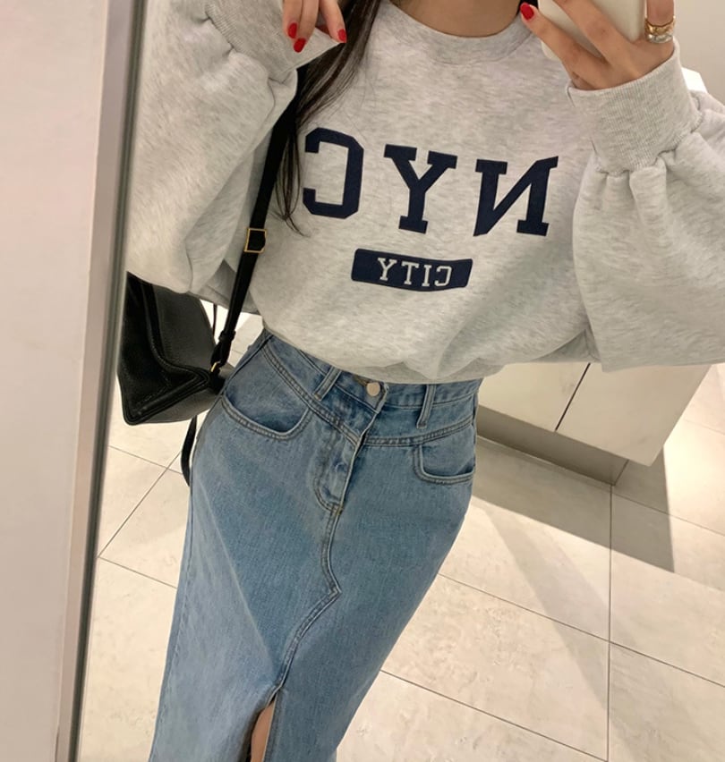 フロントビッグスリットデニムロングスカート - select store mirror meフロントビッグスリットデニムロングスカート208520632mirror meselect store mirror me208520632S