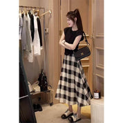 【動画あり】ブラックブロックチェックフレアロングスカート - select store mirror me【動画あり】ブラックブロックチェックフレアロングスカート212270434mirror meselect store mirror me212270434S