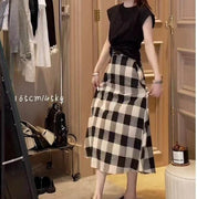 【動画あり】ブラックブロックチェックフレアロングスカート - select store mirror me【動画あり】ブラックブロックチェックフレアロングスカート212270434mirror meselect store mirror me212270434S