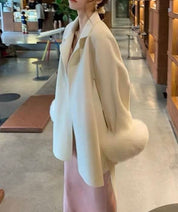 ＜インスタグラマー様ご愛用＞　高品質ウールホワイトショートファーコート - select store mirror me＜インスタグラマー様ご愛用＞　高品質ウールホワイトショートファーコート219767640mirror meselect store mirror me219767640XS