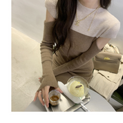 スリーブカットコントラストニットワンピース　３色展開