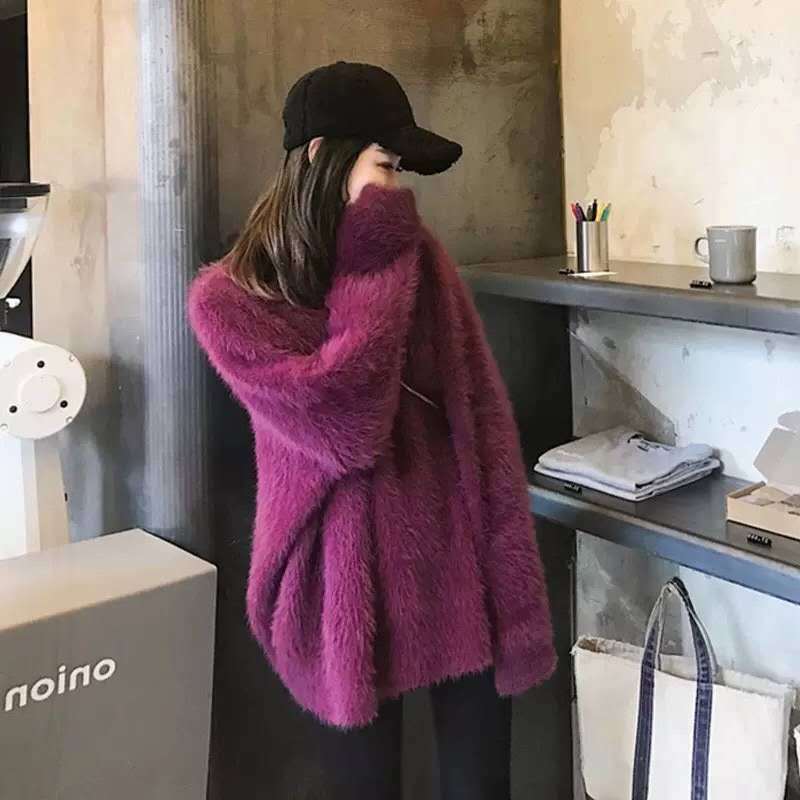 ミンクファーラフシルエットもこもこニット