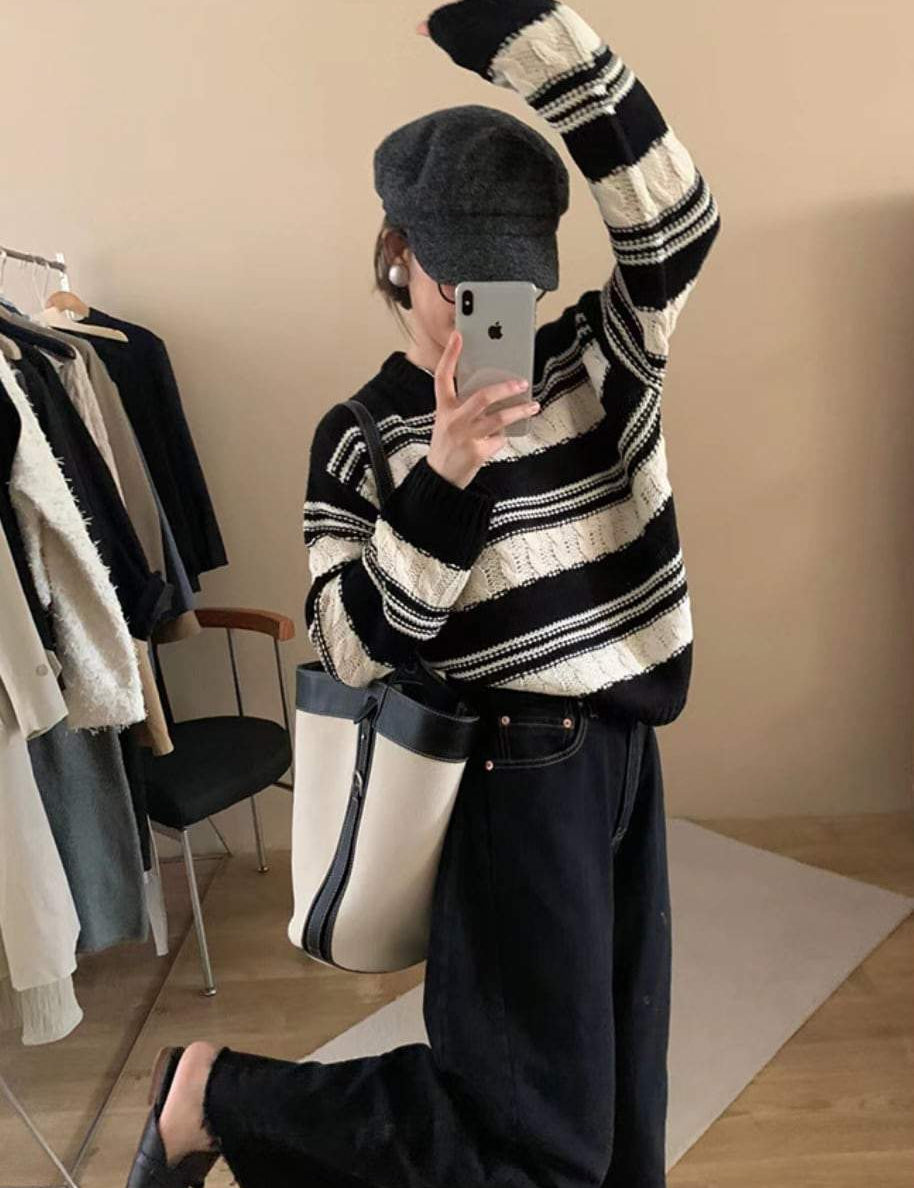 【高品質ウール25％】【動画あり】REMIXボーダーニットセーター - select store mirror me【高品質ウール25％】【動画あり】REMIXボーダーニットセーターmirror meselect store mirror meフリーサイズ