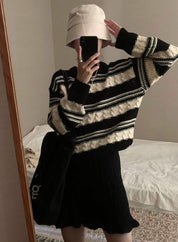【高品質ウール25％】【動画あり】REMIXボーダーニットセーター - select store mirror me【高品質ウール25％】【動画あり】REMIXボーダーニットセーターmirror meselect store mirror meフリーサイズ