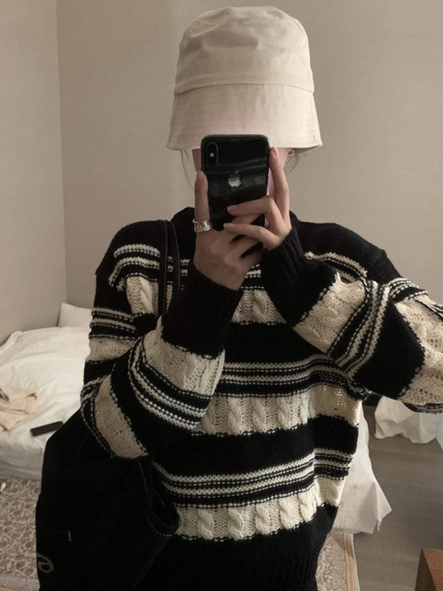 【高品質ウール25％】【動画あり】REMIXボーダーニットセーター - select store mirror me【高品質ウール25％】【動画あり】REMIXボーダーニットセーターmirror meselect store mirror meフリーサイズ