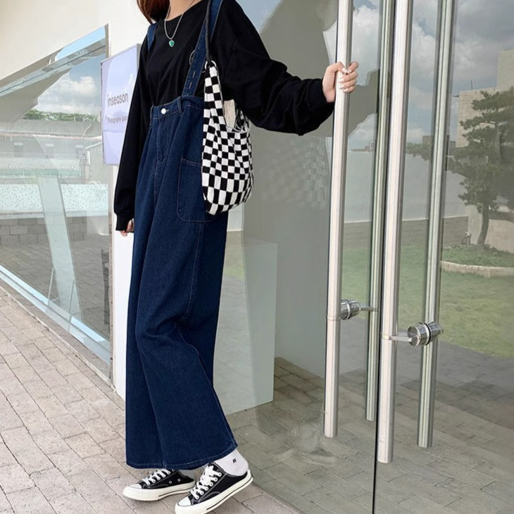 デニムハイウエストサロペットパンツ