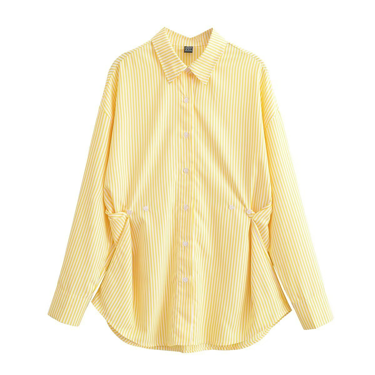ウエストボタンデザインストライプシャツ