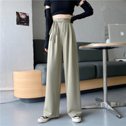 サイドリボン ハイウエストワイドパンツ