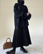 ２WAYジップタートルオフネックニットセーター