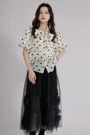 ドットシフォンブラウス