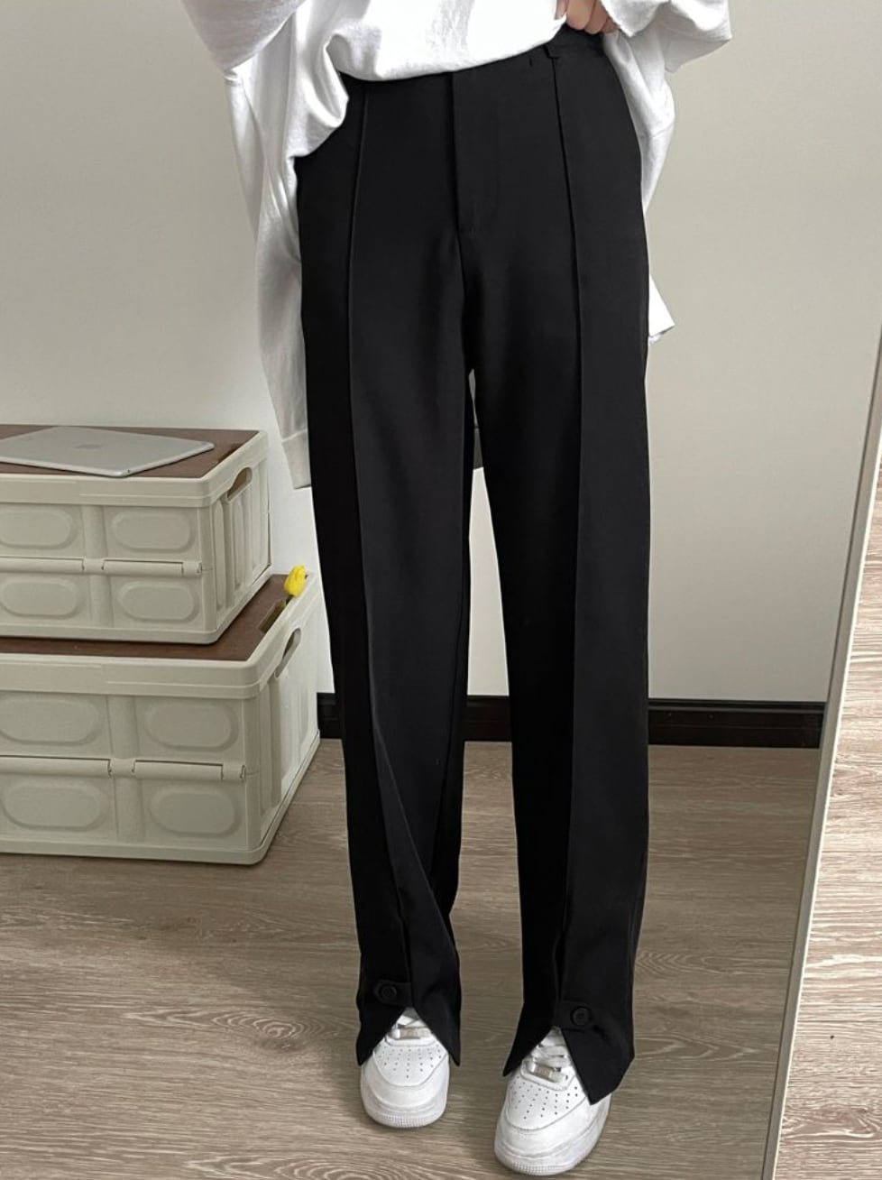 【動画あり】２WAY裾ボタンスリットストレートパンツ - select store mirror me【動画あり】２WAY裾ボタンスリットストレートパンツ185493540mirror meselect store mirror me185493540S