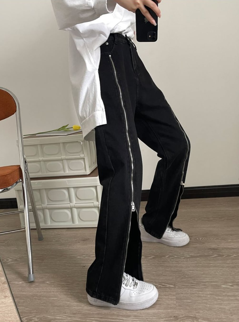 【動画あり】２WAYジップビッグスリットデニムパンツ - select store mirror me【動画あり】２WAYジップビッグスリットデニムパンツ185560678mirror meselect store mirror me185560678S