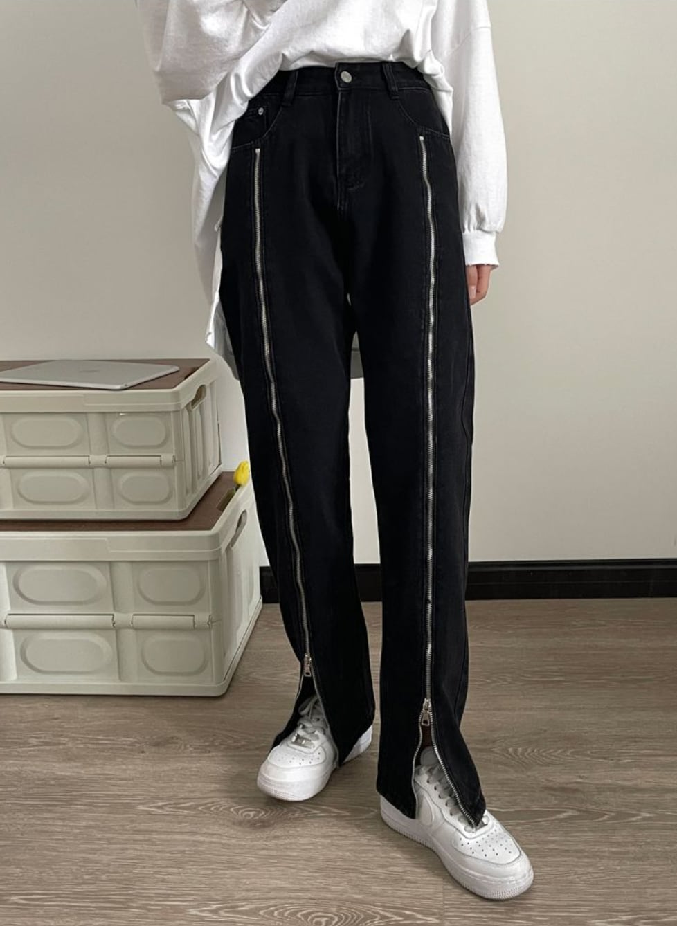 【動画あり】２WAYジップビッグスリットデニムパンツ - select store mirror me【動画あり】２WAYジップビッグスリットデニムパンツ185560678mirror meselect store mirror me185560678S