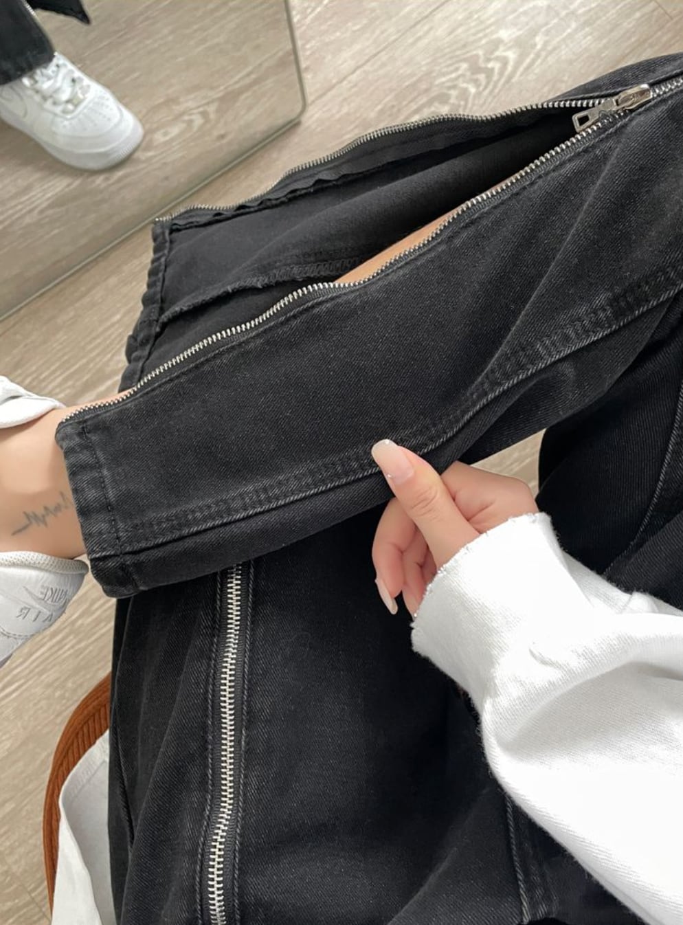 【動画あり】２WAYジップビッグスリットデニムパンツ - select store mirror me【動画あり】２WAYジップビッグスリットデニムパンツ185560678mirror meselect store mirror me185560678S