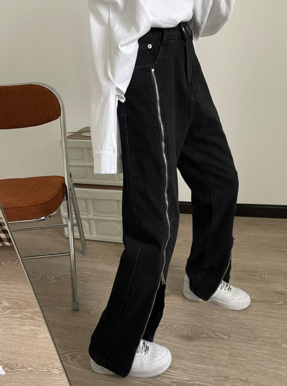 【動画あり】２WAYジップビッグスリットデニムパンツ - select store mirror me【動画あり】２WAYジップビッグスリットデニムパンツ185560678mirror meselect store mirror me185560678S