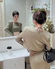 ホルターネックスリットスカート３点セット　２色展開 - select store mirror meホルターネックスリットスカート３点セット　２色展開190129793mirror meselect store mirror me190129793カーキS
