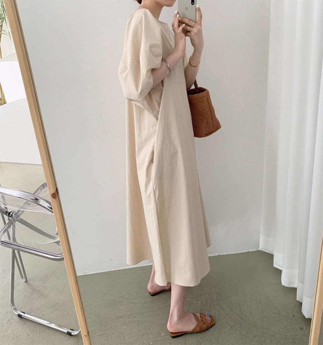 パフスリーブナチュラルラフワンピース　３色展開 - select store mirror meパフスリーブナチュラルラフワンピース　３色展開103538866mirror meselect store mirror me103538866ベージュ