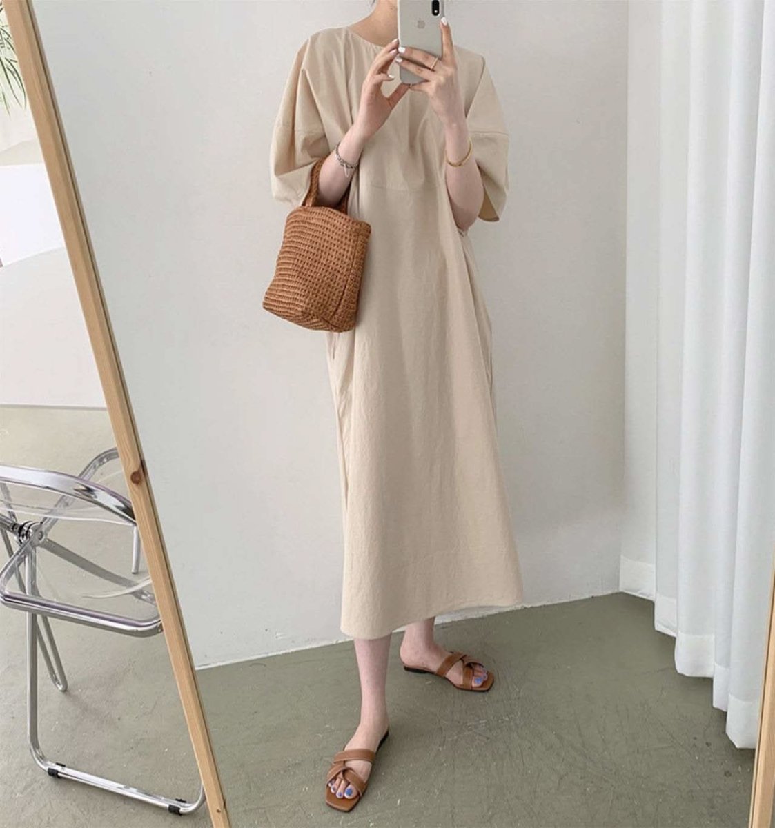 パフスリーブナチュラルラフワンピース　３色展開 - select store mirror meパフスリーブナチュラルラフワンピース　３色展開103538866mirror meselect store mirror me103538866ベージュ