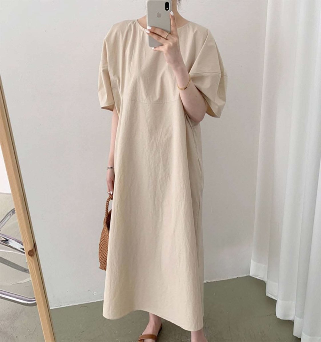パフスリーブナチュラルラフワンピース　３色展開 - select store mirror meパフスリーブナチュラルラフワンピース　３色展開103538866mirror meselect store mirror me103538866ベージュ