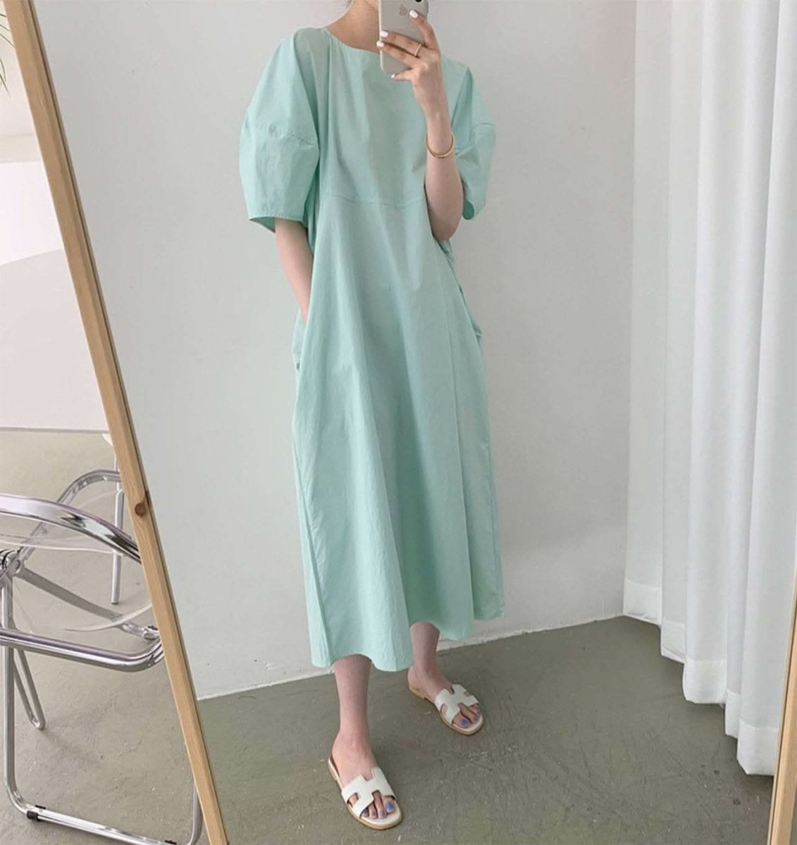 パフスリーブナチュラルラフワンピース　３色展開 - select store mirror meパフスリーブナチュラルラフワンピース　３色展開103538866mirror meselect store mirror me103538866ベージュ