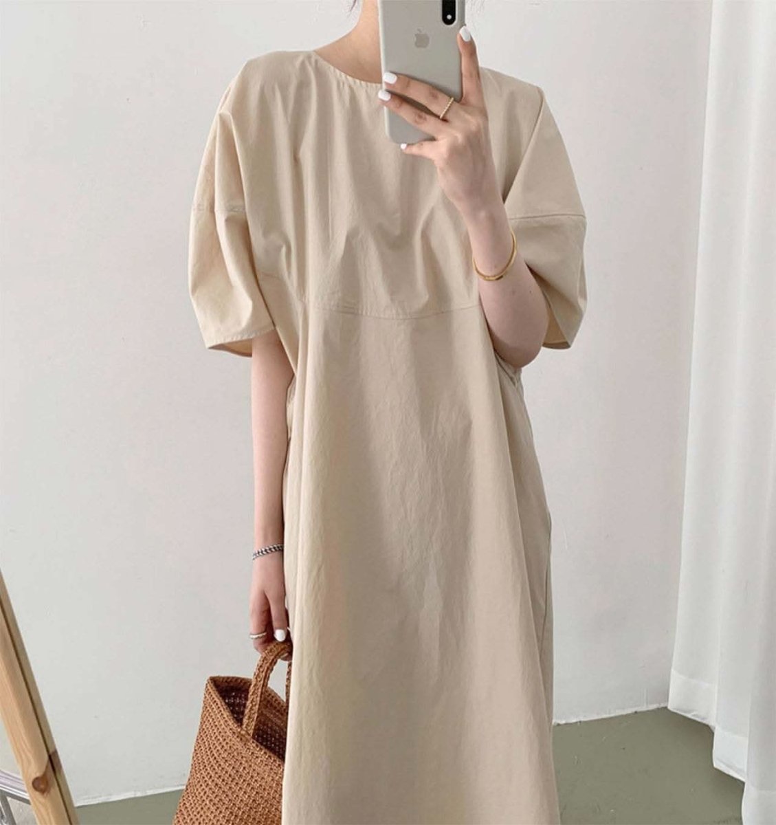 パフスリーブナチュラルラフワンピース　３色展開 - select store mirror meパフスリーブナチュラルラフワンピース　３色展開103538866mirror meselect store mirror me103538866ベージュ