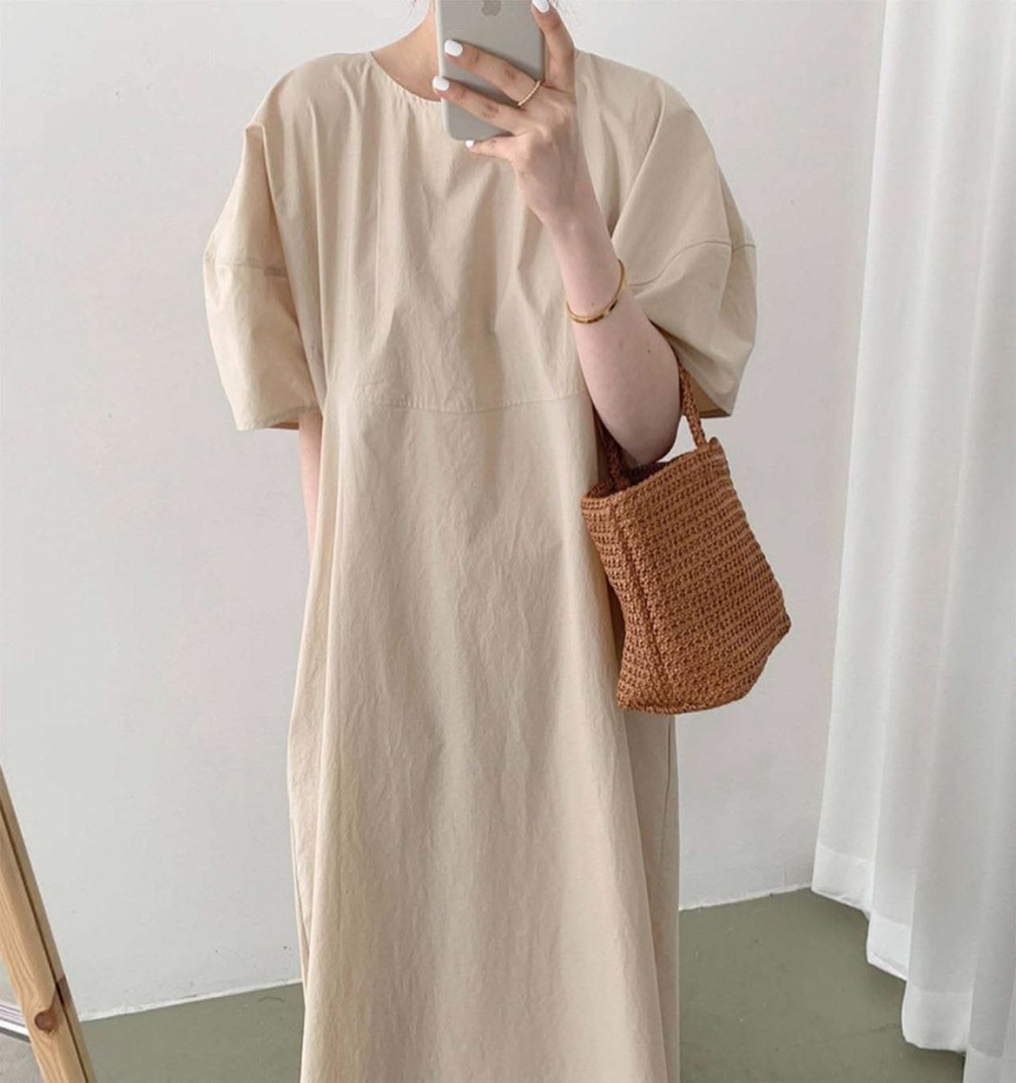 パフスリーブナチュラルラフワンピース　３色展開 - select store mirror meパフスリーブナチュラルラフワンピース　３色展開103538866mirror meselect store mirror me103538866ベージュ