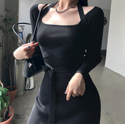 ウエストクロスリボンタイトニットワンピース　３色展開 - select store mirror meウエストクロスリボンタイトニットワンピース　３色展開107391944mirror meselect store mirror me107391944グレージュ S