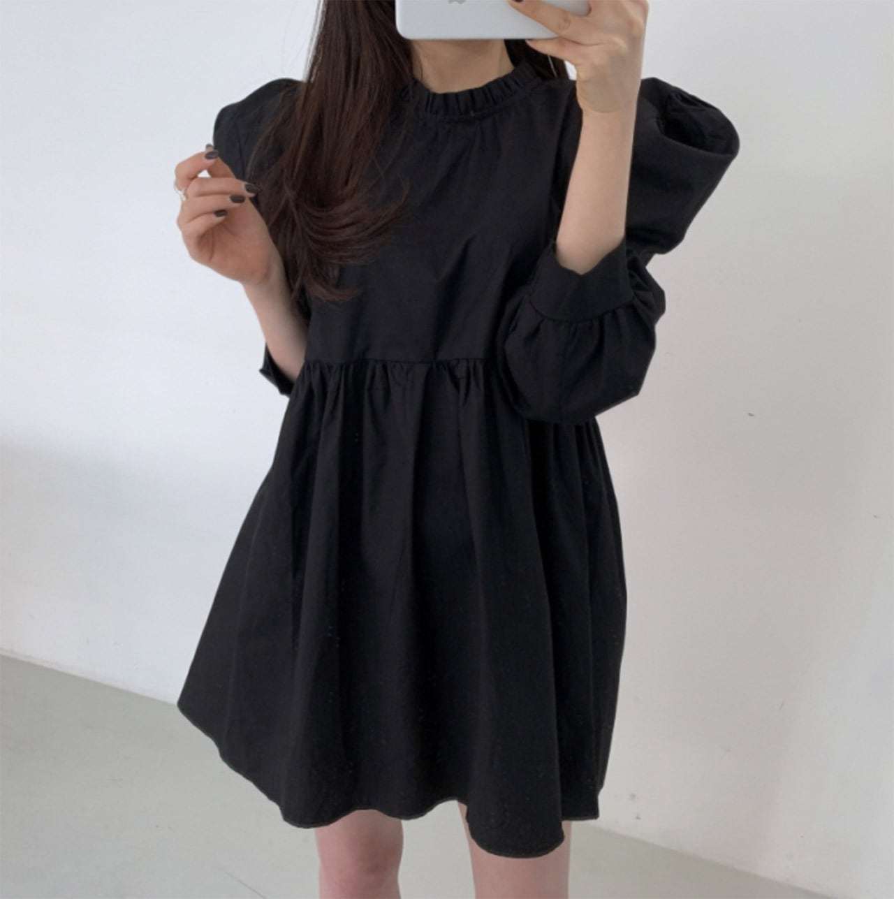 パフスリーブハイネックミニ丈ワンピース　３色展開 - select store mirror meパフスリーブハイネックミニ丈ワンピース　３色展開111495318mirror meselect store mirror me111495318ホワイト