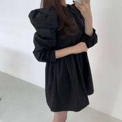 パフスリーブハイネックミニ丈ワンピース　３色展開 - select store mirror meパフスリーブハイネックミニ丈ワンピース　３色展開111495318mirror meselect store mirror me111495318ホワイト