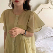 ＜キャミソール付き＞シースルーシフォンノーカラーワンピース　３色展開 - select store mirror me＜キャミソール付き＞シースルーシフォンノーカラーワンピース　３色展開132624805mirror meselect store mirror me132624805イエロー
