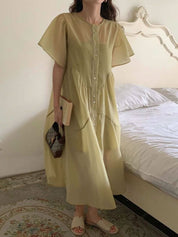 ＜キャミソール付き＞シースルーシフォンノーカラーワンピース　３色展開 - select store mirror me＜キャミソール付き＞シースルーシフォンノーカラーワンピース　３色展開132624805mirror meselect store mirror me132624805イエロー