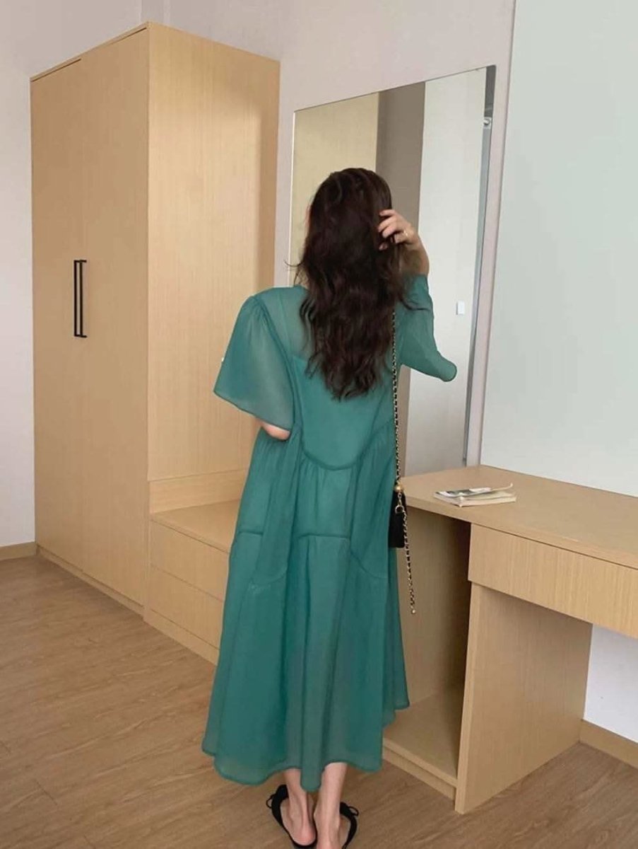 ＜キャミソール付き＞シースルーシフォンノーカラーワンピース　３色展開 - select store mirror me＜キャミソール付き＞シースルーシフォンノーカラーワンピース　３色展開132624805mirror meselect store mirror me132624805イエロー