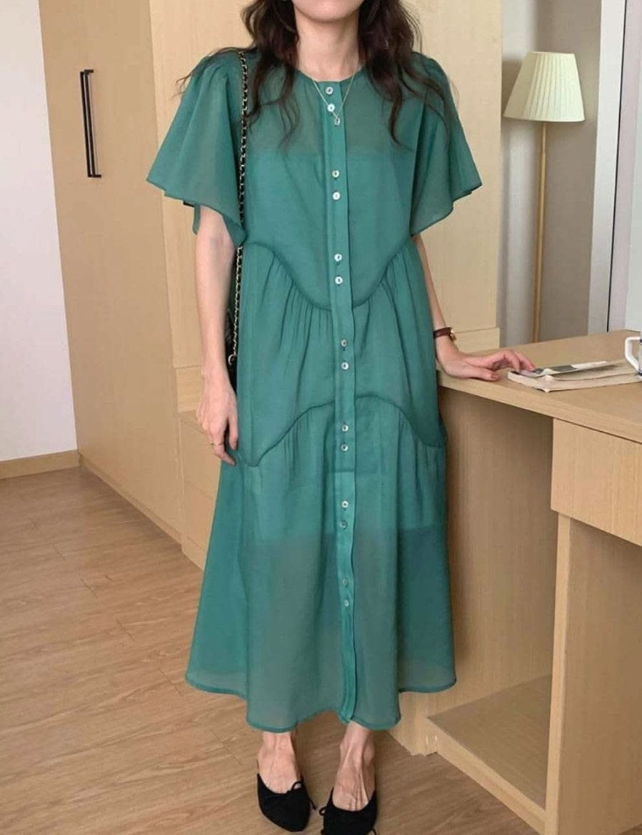 ＜キャミソール付き＞シースルーシフォンノーカラーワンピース　３色展開 - select store mirror me＜キャミソール付き＞シースルーシフォンノーカラーワンピース　３色展開132624805mirror meselect store mirror me132624805イエロー