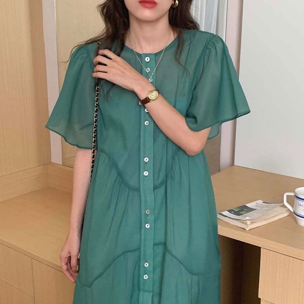 ＜キャミソール付き＞シースルーシフォンノーカラーワンピース　３色展開 - select store mirror me＜キャミソール付き＞シースルーシフォンノーカラーワンピース　３色展開132624805mirror meselect store mirror me132624805イエロー