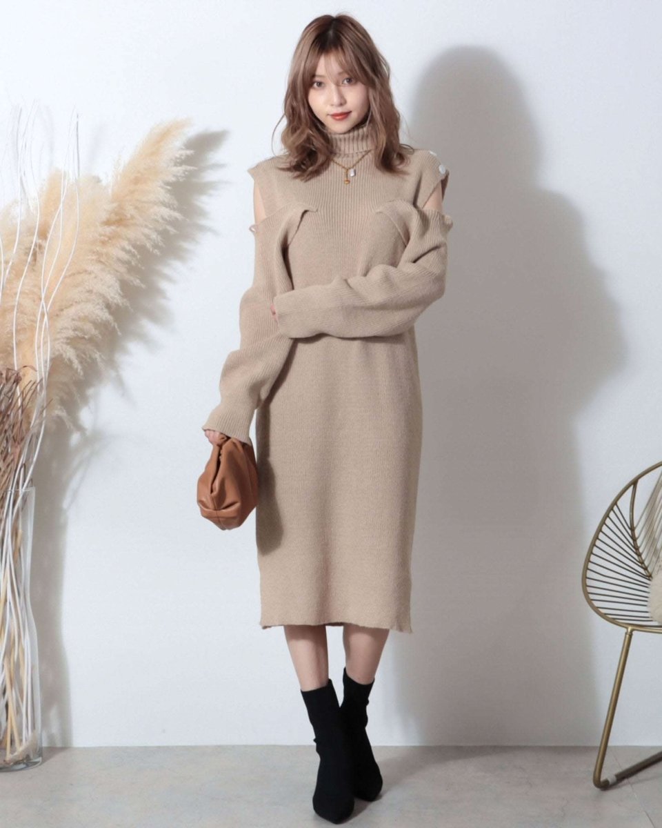 【動画あり】ショルダーカットボリュームニットワンピース　３色展開 - select store mirror me【動画あり】ショルダーカットボリュームニットワンピース　３色展開147572412mirror meselect store mirror me147572412オフホワイト
