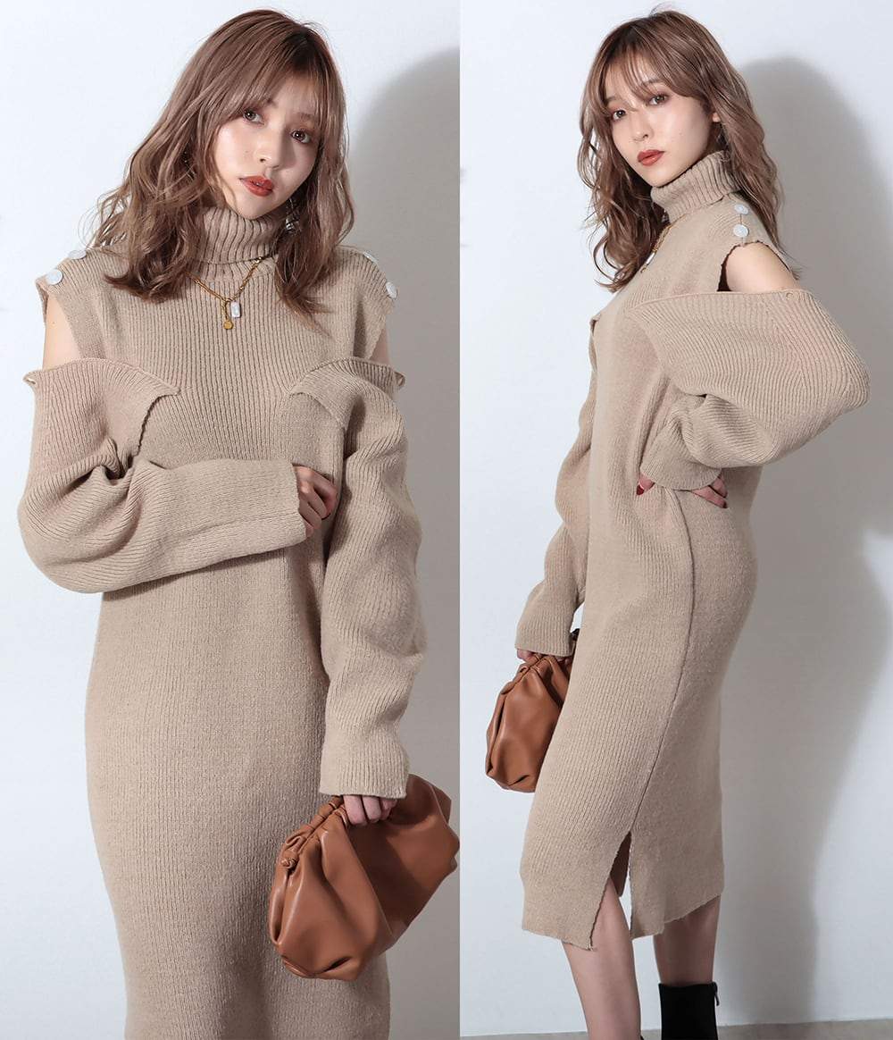 【動画あり】ショルダーカットボリュームニットワンピース　３色展開 - select store mirror me【動画あり】ショルダーカットボリュームニットワンピース　３色展開147572412mirror meselect store mirror me147572412オフホワイト