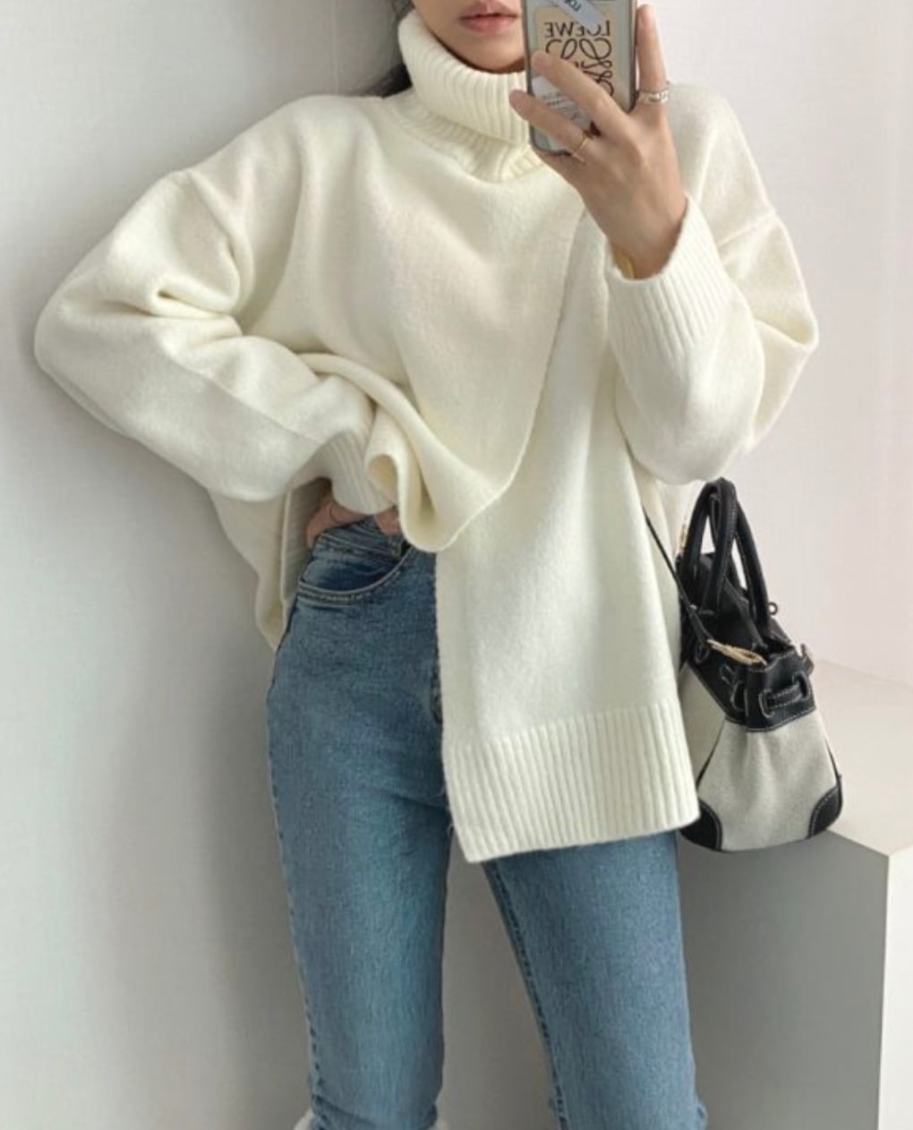 【上質ウール】タートルネックフロントスリットニット　３色展開 - select store mirror me【上質ウール】タートルネックフロントスリットニット　３色展開162065595mirror meselect store mirror me162065595ホワイト