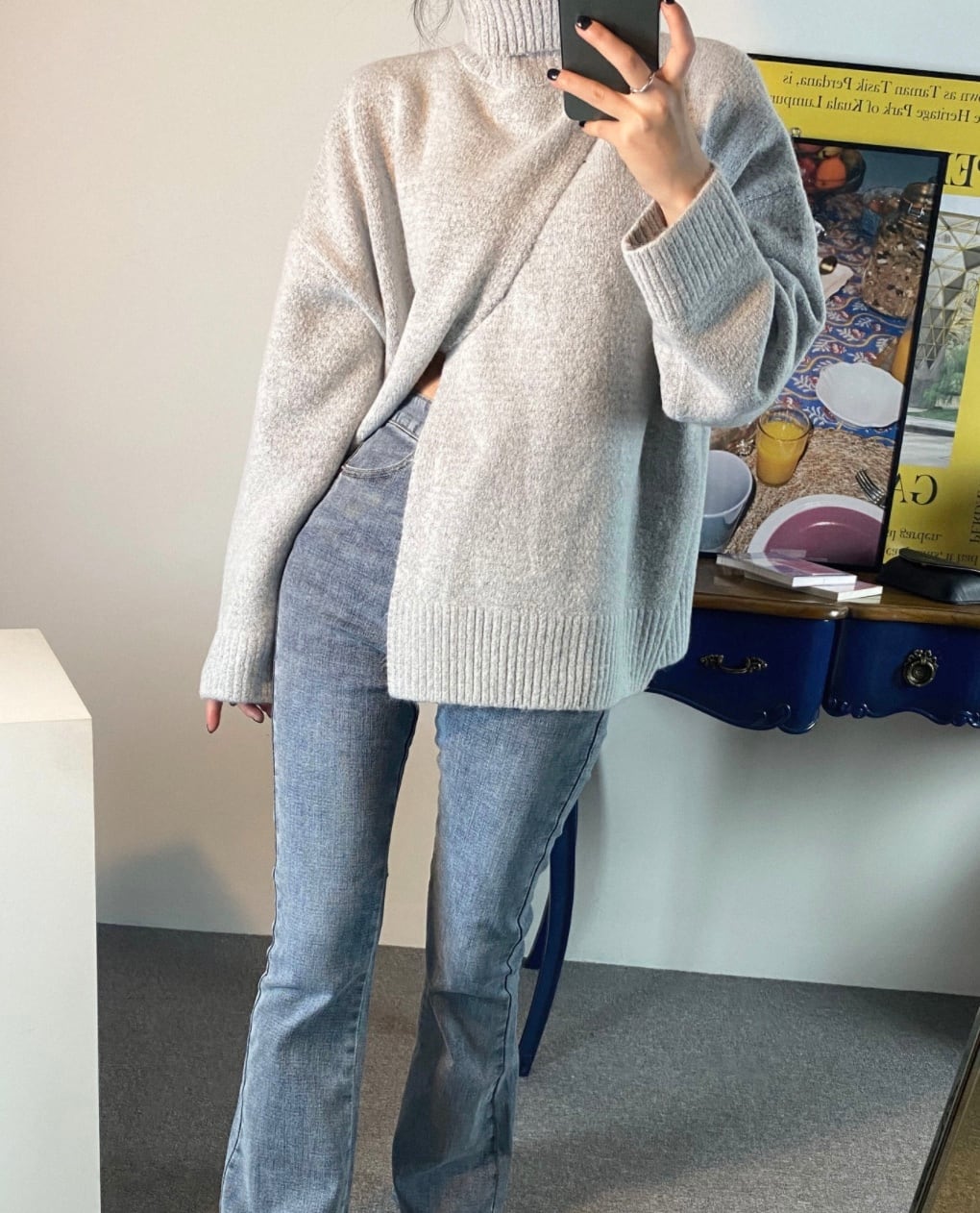 【上質ウール】タートルネックフロントスリットニット　３色展開 - select store mirror me【上質ウール】タートルネックフロントスリットニット　３色展開162065595mirror meselect store mirror me162065595ホワイト