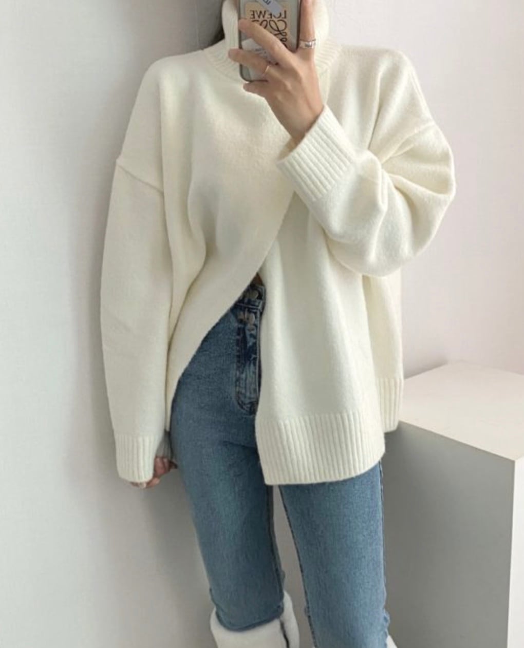 【上質ウール】タートルネックフロントスリットニット　３色展開 - select store mirror me【上質ウール】タートルネックフロントスリットニット　３色展開162065595mirror meselect store mirror me162065595ホワイト