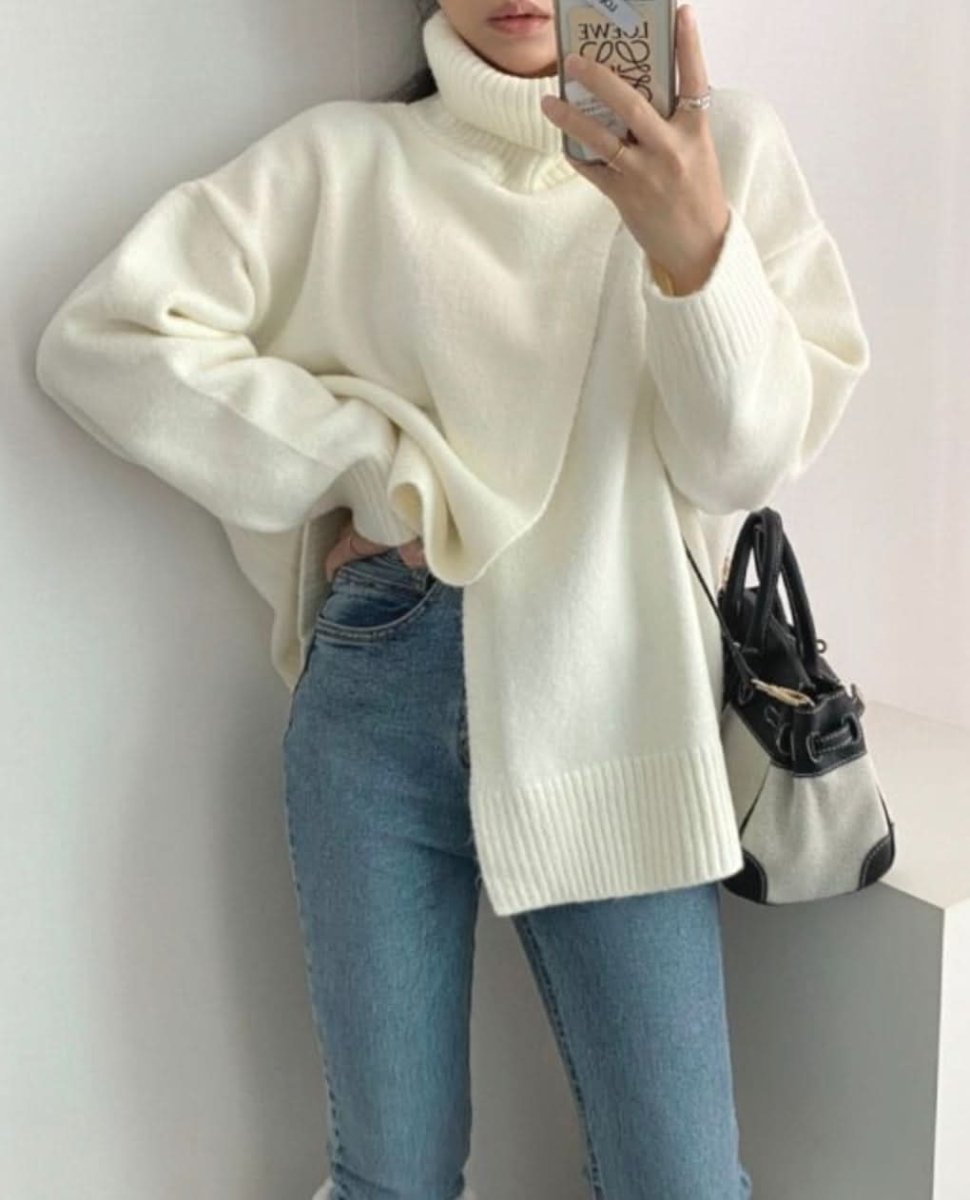 【上質ウール】タートルネックフロントスリットニット　３色展開 - select store mirror me【上質ウール】タートルネックフロントスリットニット　３色展開162065595mirror meselect store mirror me162065595ホワイト