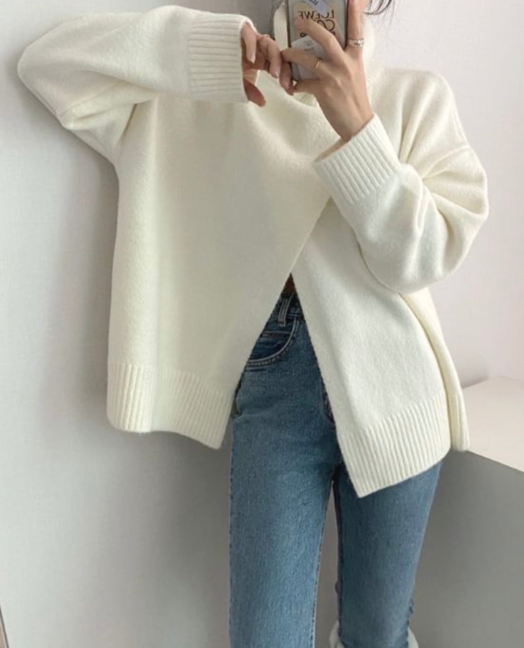 【上質ウール】タートルネックフロントスリットニット　３色展開 - select store mirror me【上質ウール】タートルネックフロントスリットニット　３色展開162065595mirror meselect store mirror me162065595ホワイト