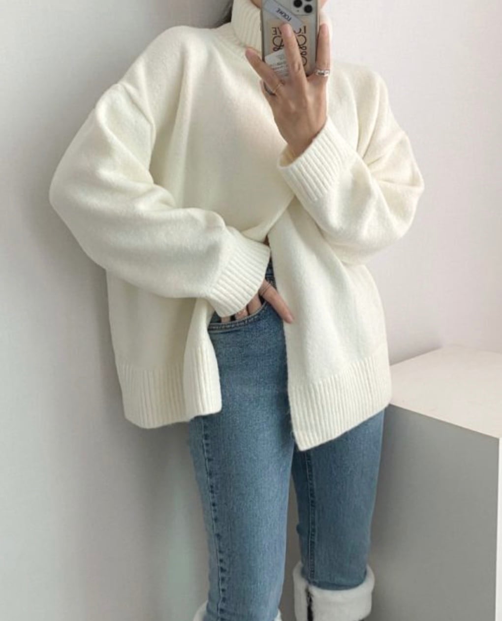 【上質ウール】タートルネックフロントスリットニット　３色展開 - select store mirror me【上質ウール】タートルネックフロントスリットニット　３色展開162065595mirror meselect store mirror me162065595ホワイト