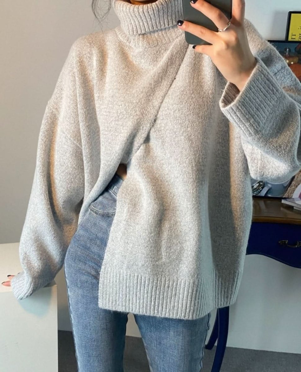 【上質ウール】タートルネックフロントスリットニット　３色展開 - select store mirror me【上質ウール】タートルネックフロントスリットニット　３色展開162065595mirror meselect store mirror me162065595ホワイト