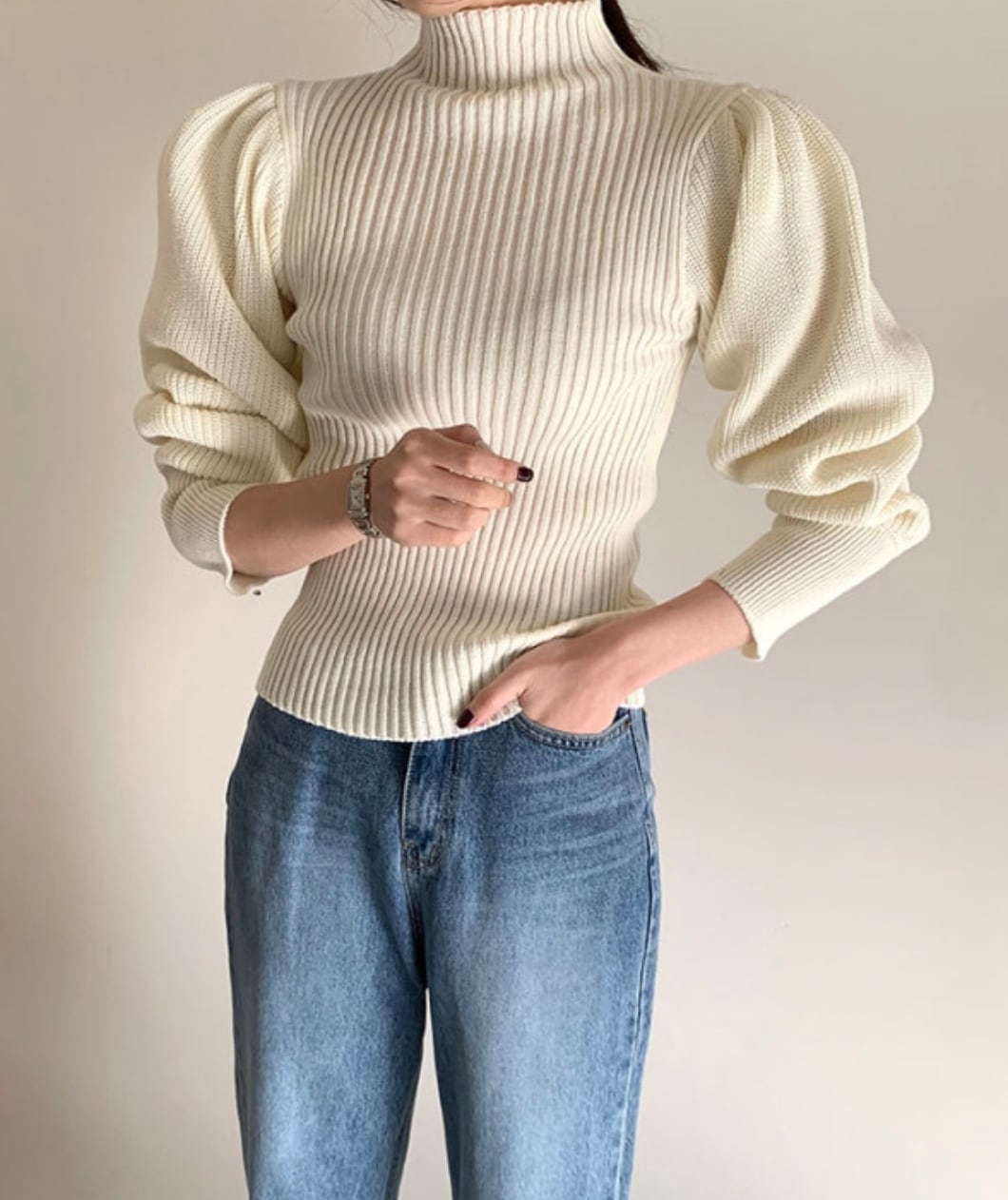 【上質ウール】タートルネック切り替えスリーブ美ラインニット　３色展開 - select store mirror me【上質ウール】タートルネック切り替えスリーブ美ラインニット　３色展開163661176mirror meselect store mirror me163661176ホワイト